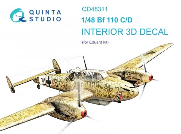 Quinta Studio QD48311 Bf 110C/D 3D-Printed &amp; coloured Interior on decal paper (Eduard) 1/48