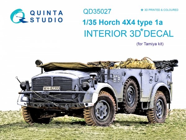 Quinta Studio QD35027 Horch 4X4 type 1a 3D-Printed &amp; coloured Interior on decal paper (for Tamiya kit) 1/35