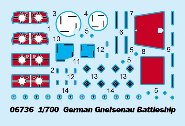 Trumpeter 06736 German Gneisenau Battleship 1/700