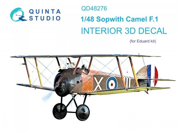 Quinta Studio QD48276 Sopwith Camel F.1 3D-Printed &amp; coloured Interior on decal paper (Eduard) 1/48
