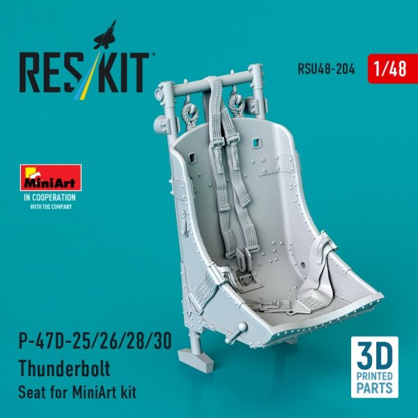 RESKIT RSU48-0204 P-47D-25/26/28/30 Thunderbolt Seat for MiniArt kit (3D Printed) (1/48)
