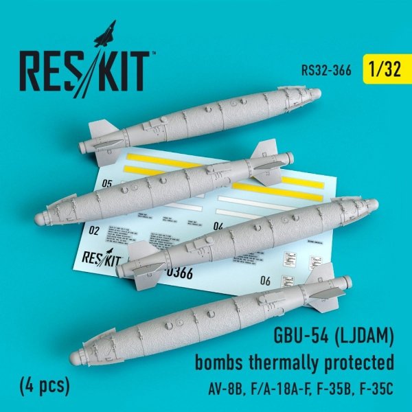 RESKIT RS32-0366 GBU-54 (LJDAM) BOMBS THERMALLY PROTECTED (4 PCS) 1/32