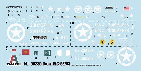 Italeri 96230 Dodge WC-62/63 1 1/2 ton 6x6 TRUCK 1/35