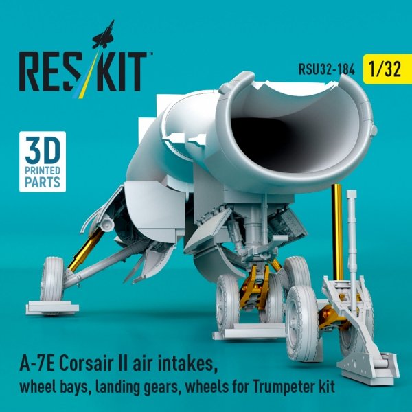 RESKIT RSU32-0184 A-7E Corsair II air intakes, wheel bays, landing gears, wheels for Trumpeter kit (3D Printed) (1/32)