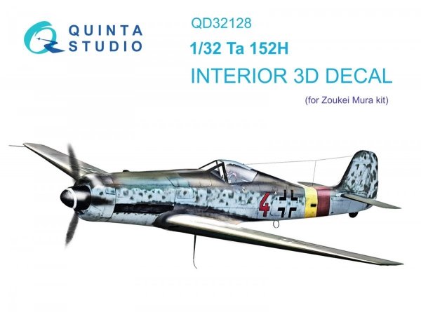 Quinta Studio QD32128 Ta 152H 3D-Printed &amp; coloured Interior on decal paper (Zoukei-Mura) 1/32