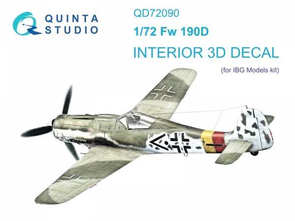 Quinta Studio QD72090 Fw 190D 3D-Printed &amp; coloured Interior on decal paper (IBG models) 1/72