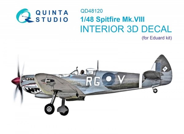 Quinta Studio QD48120 Spitfire Mk.VIII 3D-Printed &amp; coloured Interior on decal paper (Eduard) 1/48