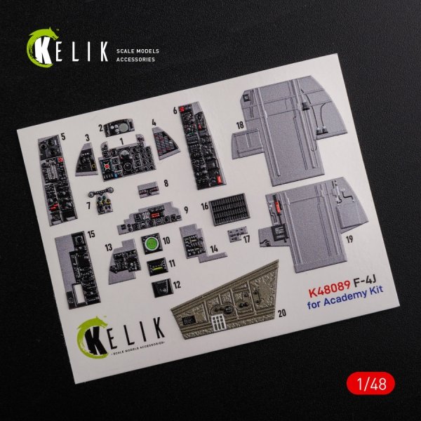 KELIK K48089 F-4J &quot;Phantom II&quot; interior 3D decals for Academy kit 1/48