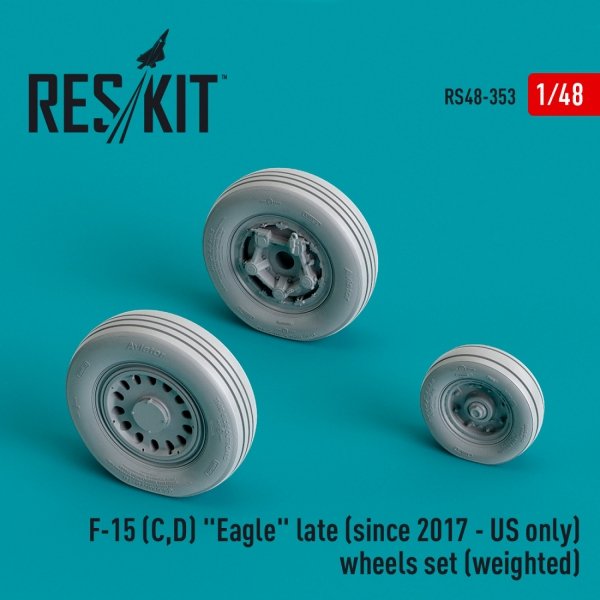 RESKIT RS48-0353 F-15 (C,D) EAGLE LATE (SINCE 2017 - US ONLY) WHEELS SET (WEIGHTED) (RESIN &amp; 3D PRINTED) 1/48