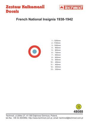 Techmod 48088 - French National Insignia 1938-1942 (1:48)