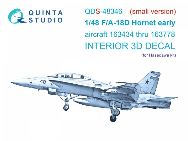 Quinta Studio QDS48346 FA-18D early 3D-Printed &amp; coloured Interior on decal paper (Hasegawa) (small version) 1/48