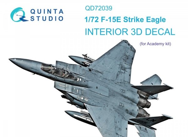 Quinta Studio QD72039 F-15E 3D-Printed &amp; coloured Interior on decal paper (Academy) 1/72