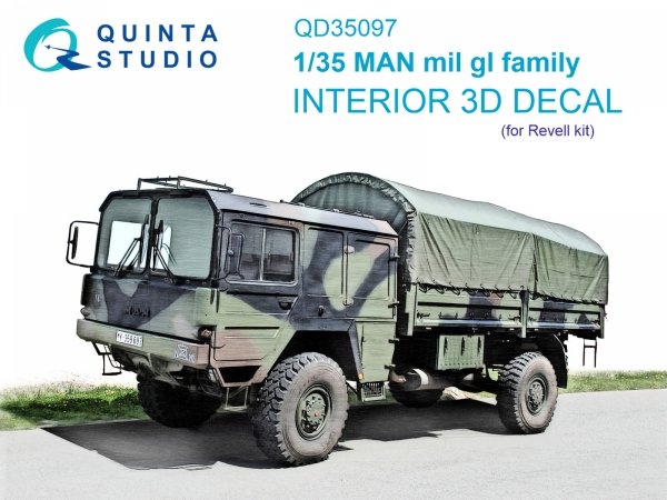 Quinta Studio QD35097 MAN mil gl family 3D-Printed &amp; coloured Interior on decal paper (Revell) 1/35