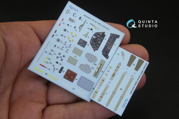 Quinta Studio QD32048 Bf 109E-3 3D-Printed &amp; coloured Interior on decal paper (for Eduard kit) 1/32