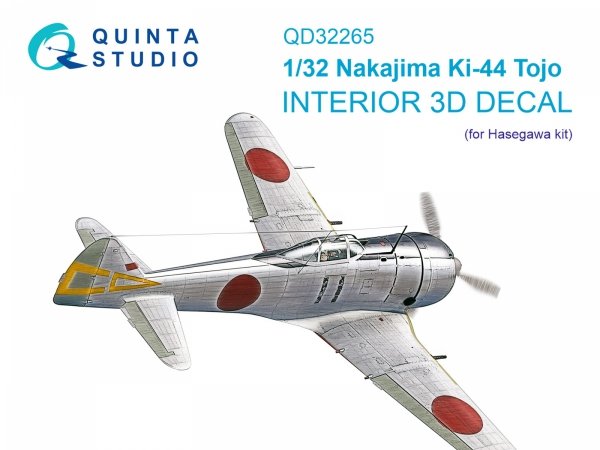 Quinta Studio QD32265 Nakajima Ki-44 Tojo 3D-Printed &amp; coloured Interior on decal paper ( Hasegawa )( Interior 3D Decal ) 1/32