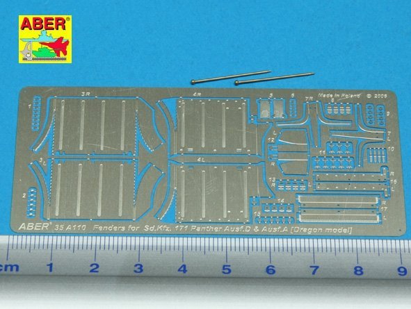 Aber 35A110 Front fenders for german medium tank Panther Ausf.A/D (1:35)