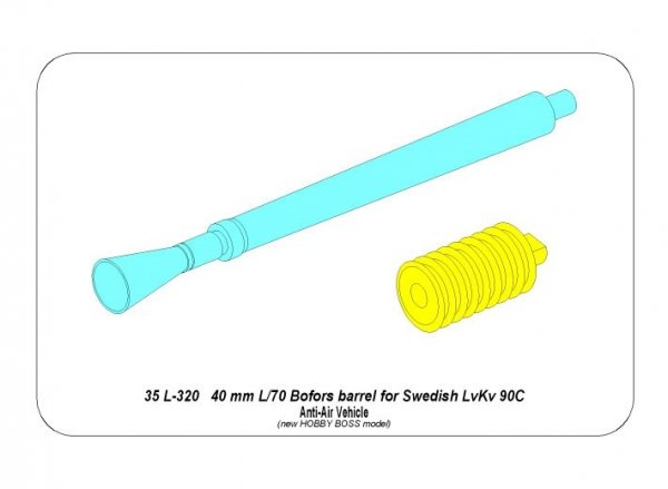 Aber 35L-320 Lufa 40 mm L/70 Bofors do Szweeckiego LvKv 90C / Bofors 40mm L/70 barrel for Swedish LvKv 90C 1/35