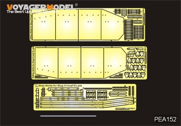 Voyager Model PEA152 WWII German StuG.III Ausf.G Late Production Side Skirts Pattern 1 (For DRAGON Kit) 1/35