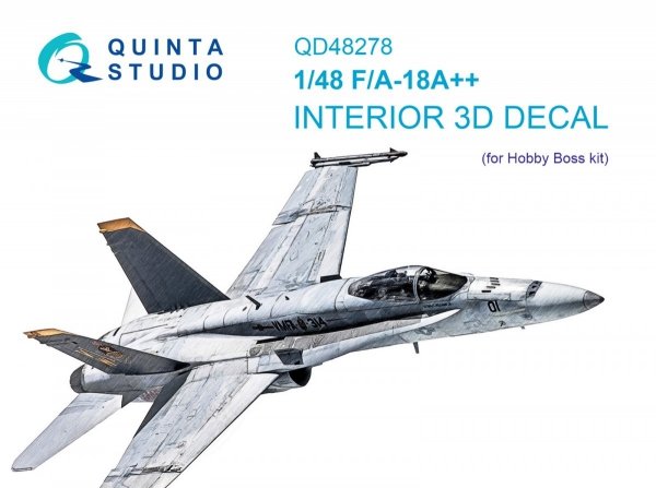 Quinta Studio QD48278 F/A-18А++ 3D-Printed &amp; coloured Interior on decal paper (HobbyBoss) 1/48