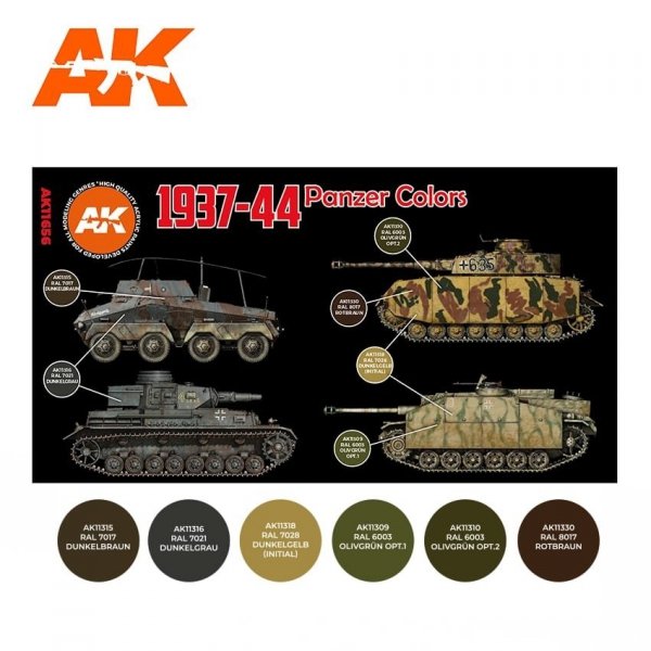 AK Interactive AK11656 1937-44 PANZER COLORS 6x17 ml
