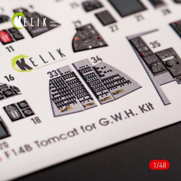 KELIK K48066 F-14B TOMCAT INTERIOR 3D DECALS FOR GWH KIT 1/48