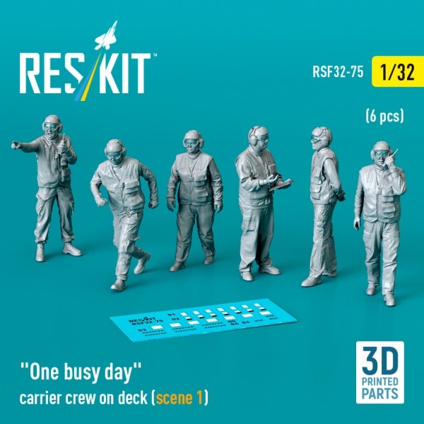 RESKIT RSF32-0076 &quot;One busy day&quot; carrier crew on deck (scene 1) (6 pcs) (3D Printed) 1/32