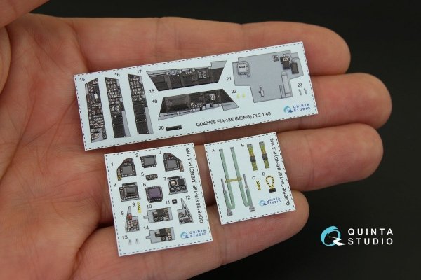 Quinta Studio QD48198 F/A-18E 3D-Printed &amp; coloured Interior on decal paper (for Meng kit) 1/48