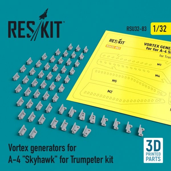 RESKIT RSU32-0083 VORTEX GENERATORS FOR A-4 &quot;SKYHAWK&quot; FOR TRUMPETER KIT (3D PRINTED) 1/32