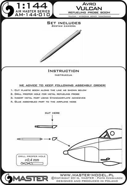 Master AM-144-010 Avro Vulcan - Refueling Probe Boom 1:144