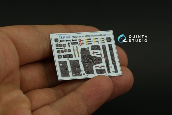 Quinta Studio QD32129 Hs 129B-2 3D-Printed &amp; coloured Interior on decal paper ( Zoukei-Mura ) 1/32