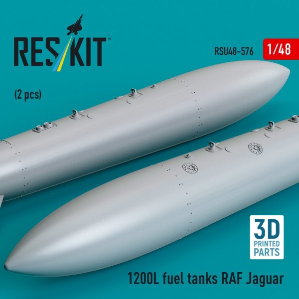 RESKIT RSU48-0576 1200 L fuel tanks RAF Jaguar (2 pcs) (3D Printed) (1/48)