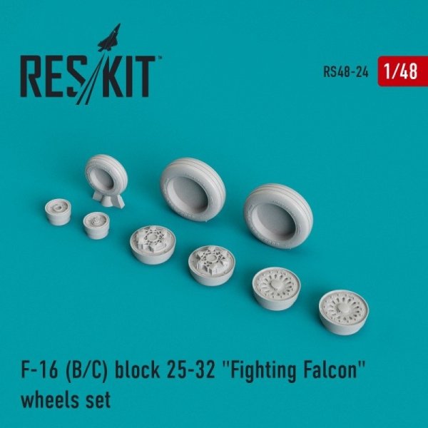 RESKIT RS48-0024 F-16 (B/C) block 25-32 &quot;Fighting Falcon&quot; resin wheels 1/48