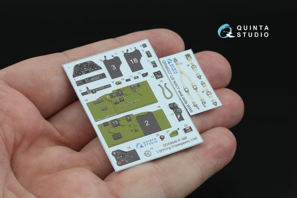 Quinta Studio QD48640 P-38F Lightning 3D-Printed &amp; coloured Interior on decal paper ( Hasegawa ) 1/48