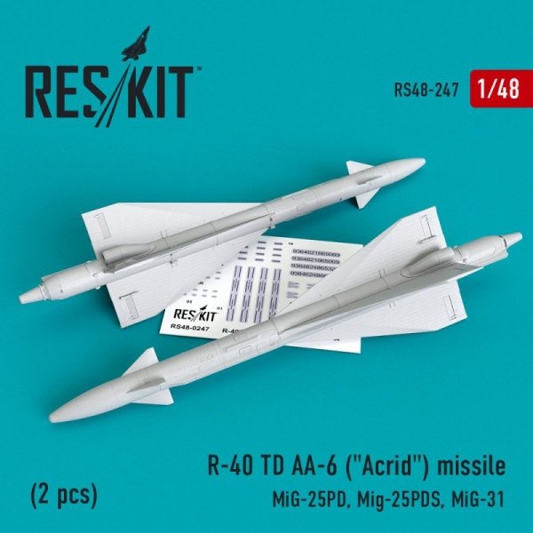 RESKIT RS48-0247 R-40 TD AA-6 (&quot;Acrid&quot;) missile (2 pcs) 1/48