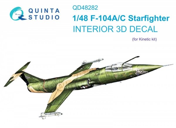 Quinta Studio QD48282 F-104A/С 3D-Printed &amp; coloured Interior on decal paper (Kinetic) 1/48