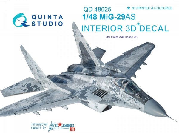 Quinta Studio QD48025 MiG-29AS (Slovak AF version) 3D-Printed &amp; coloured Interior on decal paper (for GWH kits) 1/48