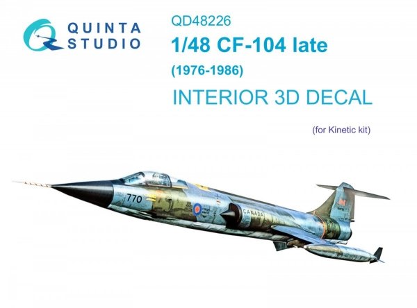 Quinta Studio QD48226 CF-104 Late 3D-Printed &amp; coloured Interior on decal paper ( Kinetic ) 1/48