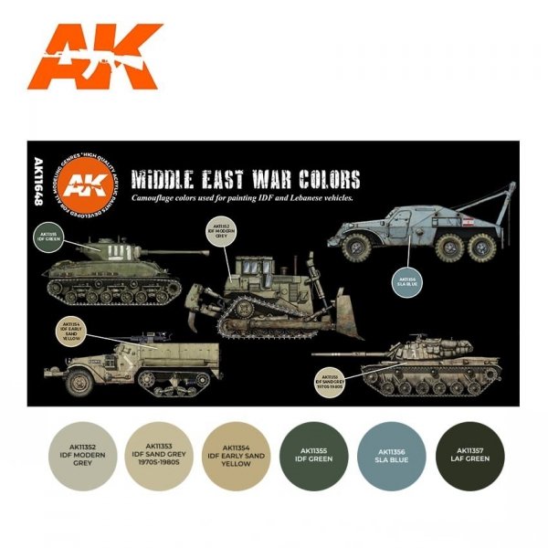 AK Interactive AK11648 MIDDLE EAST WAR COLORS 6x17ml