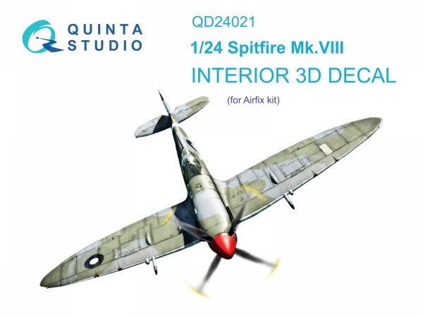 Quinta Studio QD24021 Spitfire Mk.VIII 3D-Printed &amp; coloured Interior on decal paper (Airfix) 1/24