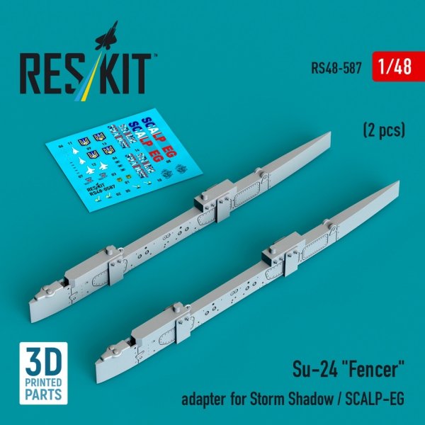 RESKIT RS48-0587 Su-24 "Fencer" adapter for Storm Shadow / SCALP-EG (2 pcs) (3D Printed) 1/48