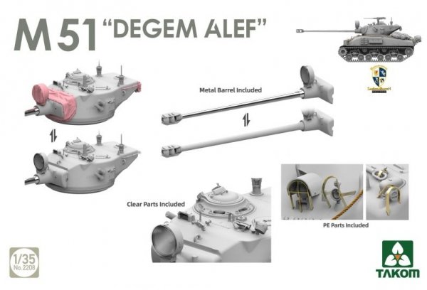 Takom 2207W SHERMAN² BOX M4A1(76W) VVSS Late Production+M51 "DEGEM ALEF"+US ARMY 1/4TON UTILITY TRUCK &amp; MP FIGURE 1/35