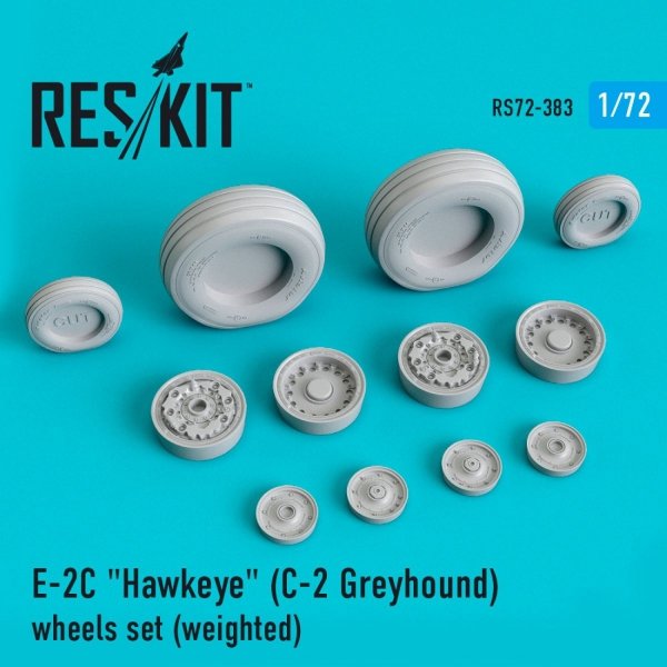 RESKIT RS72-0383 E-2C &quot;HAWKEYE&quot; (C-2 GREYHOUND) WHEELS SET (WEIGHTED) 1/72