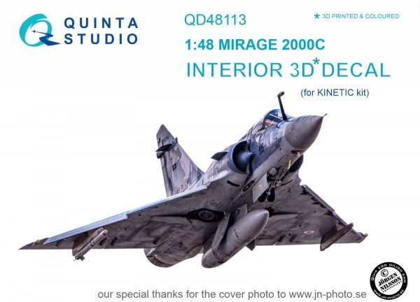 Quinta Studio QD48113 Mirage 2000C 3D-Printed &amp; coloured Interior on decal paper (for Kinetic kit) 1/48