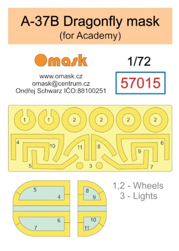 Omask 57015 A-37B Dragonfly mask (for Academy) 1/72