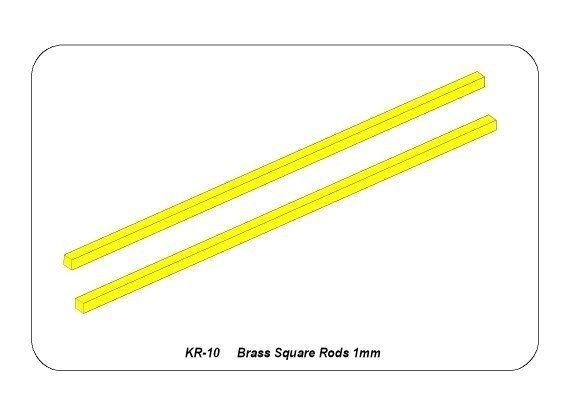 Aber KR-10 Kwadratowe pręty mosiężne 1,0mm długość 245mm x 2 szt. / Brass square rods 1,0mm length 245mm x2 pcs.