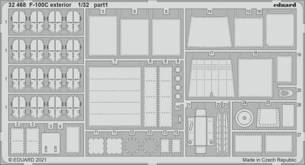 Eduard 32468 F-100C exterior TRUMPETER 1/32 