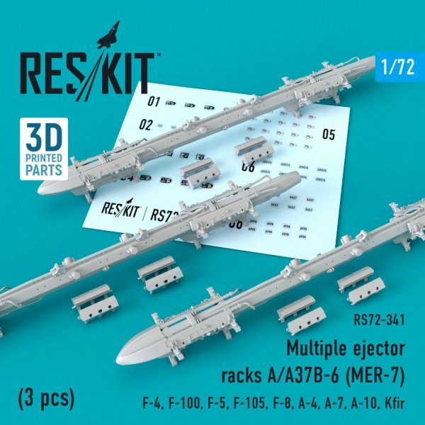 RESKIT RS72-0341 MULTIPLE EJECTOR RACKS A/A37B-6 (MER-7) (3 PCS) 1/72