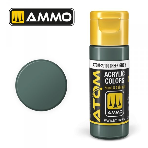 AMMO of Mig Jimenez 20100 ATOM COLOR Green Grey 20ml