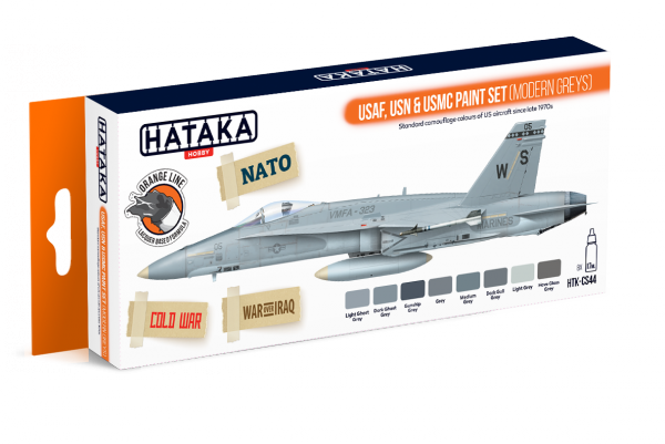 Hataka HTK-CS44 USAF, USN &amp; USMC paint set (modern greys) 8x17ml