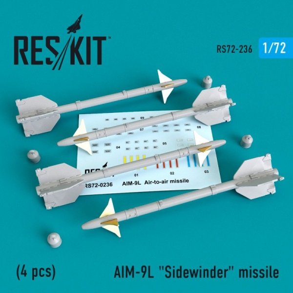 RESKIT RS72-0236 AIM-9L &quot;Sidewinder&quot;  missile (4 PCS) 1/72
